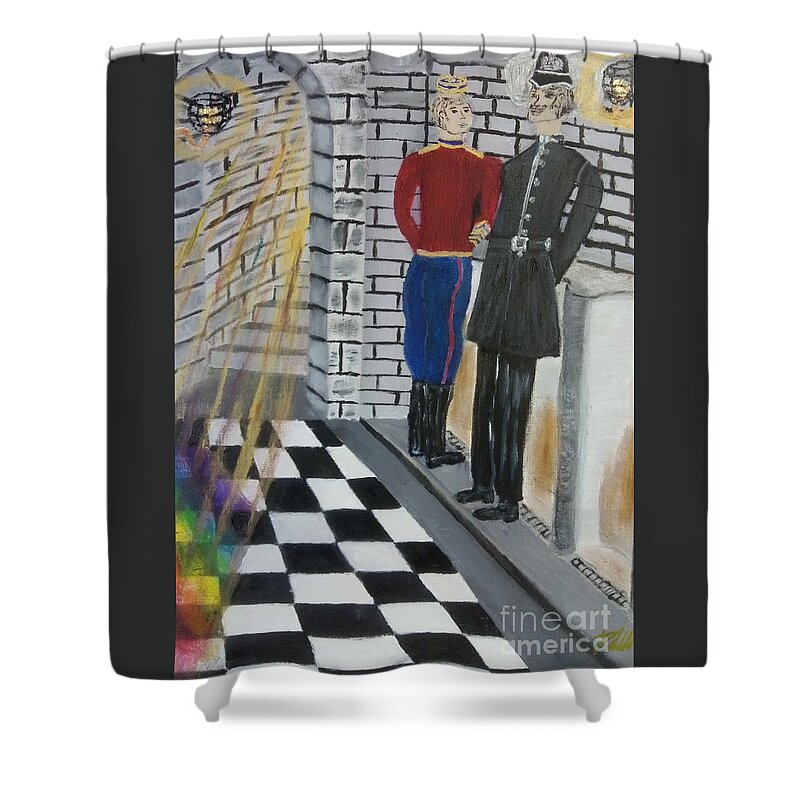 Gay Shower Curtain featuring the painting The Victorian Gay Scene by David Westwood