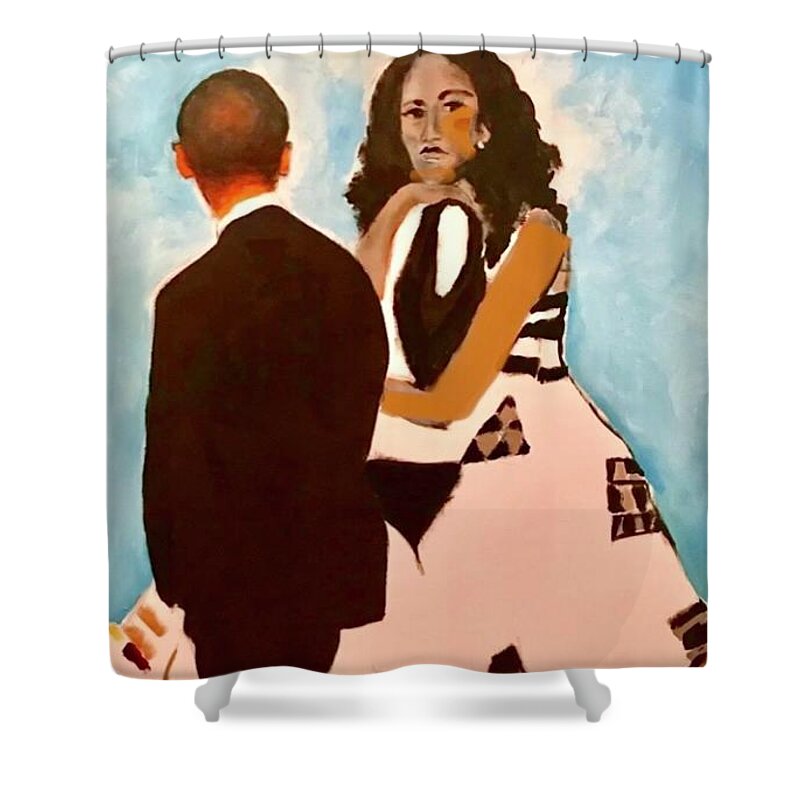  Shower Curtain featuring the painting The View by Angie ONeal