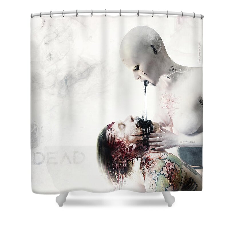 Argus Dorian Shower Curtain featuring the digital art The Virus by Argus Dorian