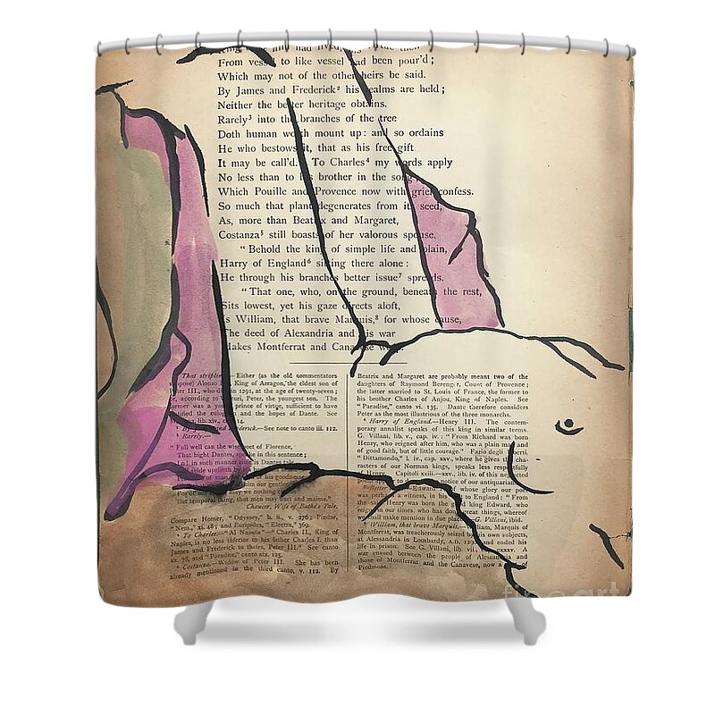 Sumi Ink Shower Curtain featuring the drawing The Vision 36 by M Bellavia