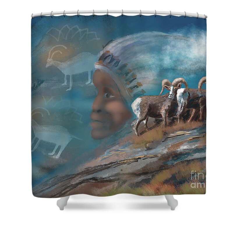 Native American Shower Curtain featuring the digital art The Vision II by Doug Gist