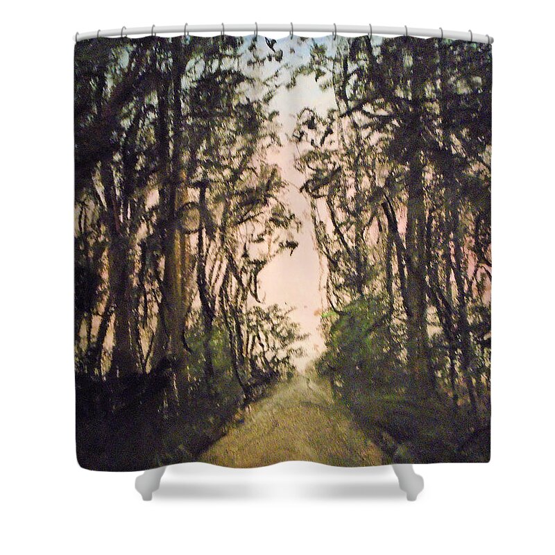 Forest Shower Curtain featuring the painting The Walk Through by Jen Shearer