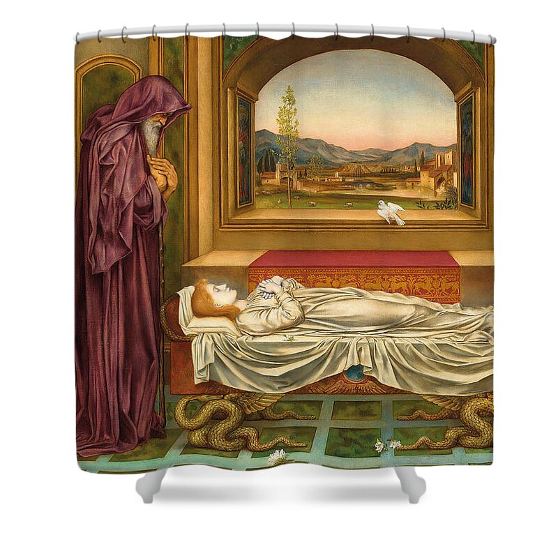 Evelyn De Morgan Shower Curtain featuring the painting The Wandering Jew. Whom the gods love die young by Evelyn De Morgan