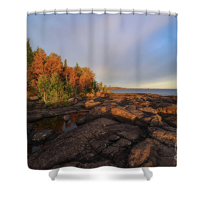 The Warmth Of Presque Isle Shower Curtain featuring the photograph The Warmth of Presque Isle by Rachel Cohen