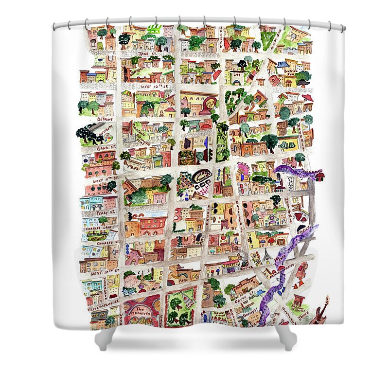 Greenwich Village Shower Curtain featuring the painting The Way West Village by AFineLyne