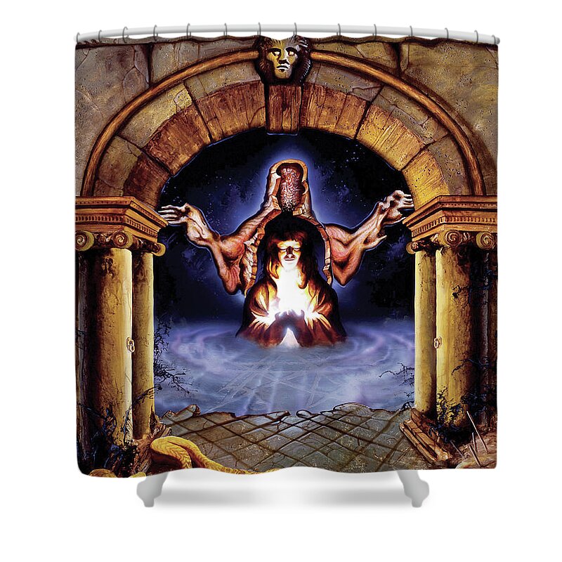 Gothic Shower Curtain featuring the painting The Welcome by Sv Bell