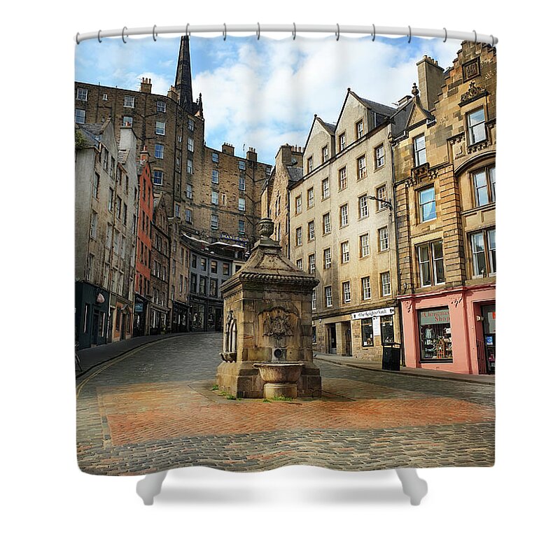 Edinburgh Shower Curtain featuring the photograph The West Bow Well by Yvonne Johnstone