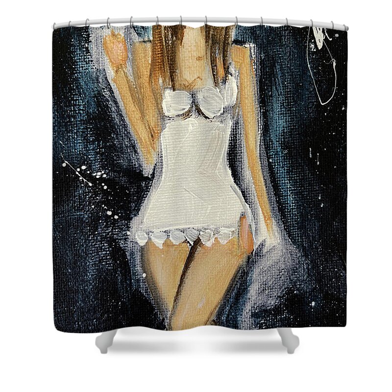 Chemise Shower Curtain featuring the painting The White Chemise by Roxy Rich