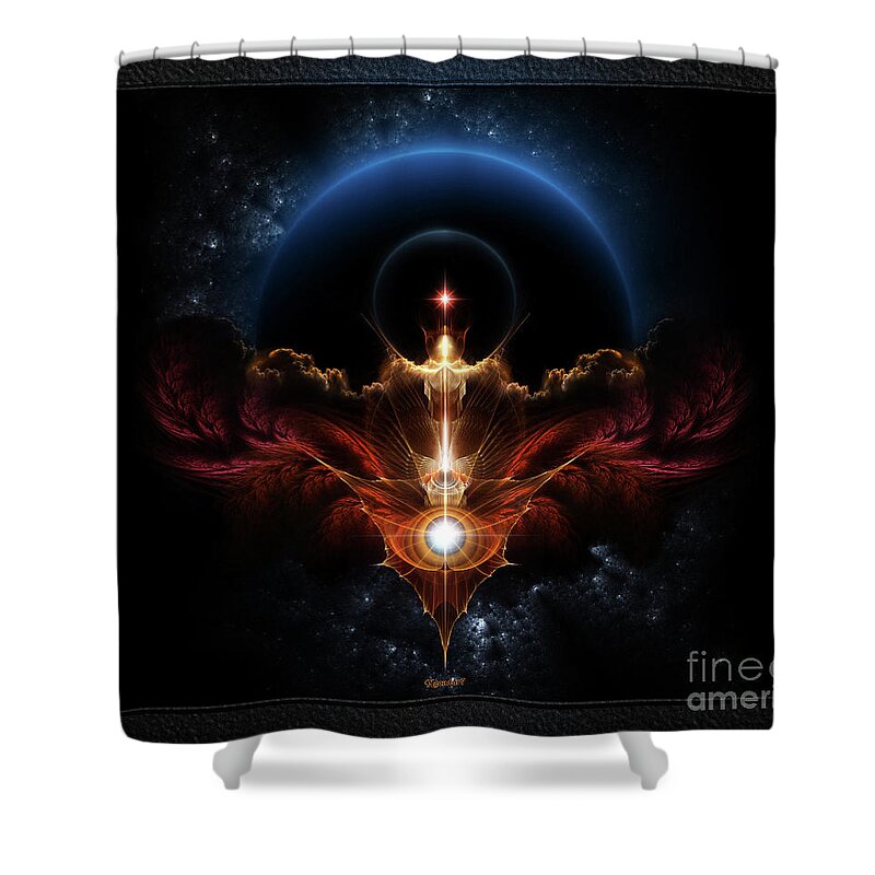 Wings Of Rydeon Shower Curtain featuring the digital art The Wings Of Rydeon Fractal Art Composition by Rolando Burbon