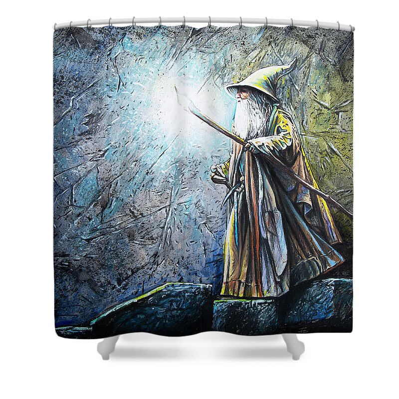 Wizard Shower Curtain featuring the drawing The Wizard by Aaron Spong