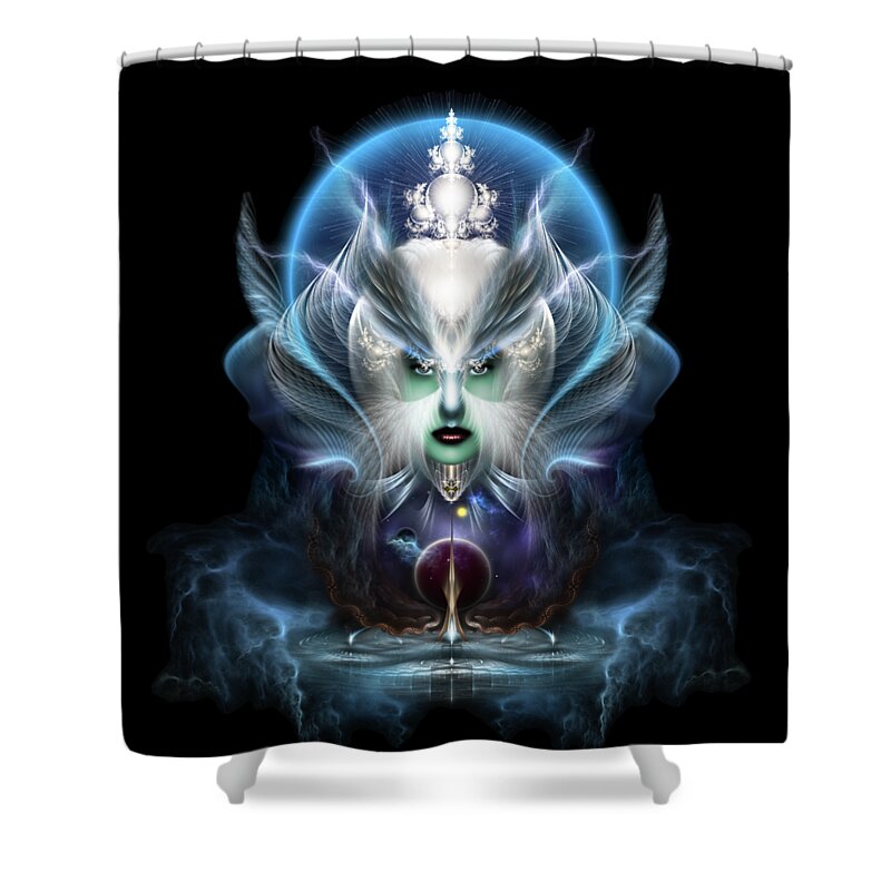 Thera Of Titan Shower Curtain featuring the digital art Thera Of Titan The Serenity Of Time Fractal Art by Rolando Burbon