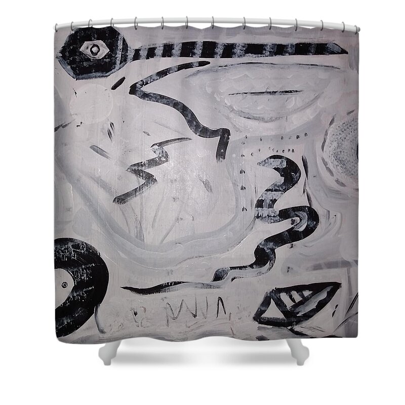 Black And White Shower Curtain featuring the painting They Are Coming by Suzanne Berthier