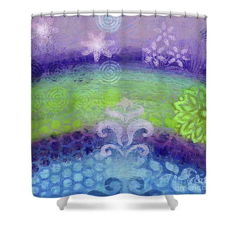 Abstract Shower Curtain featuring the painting They Rise by Amy E Fraser