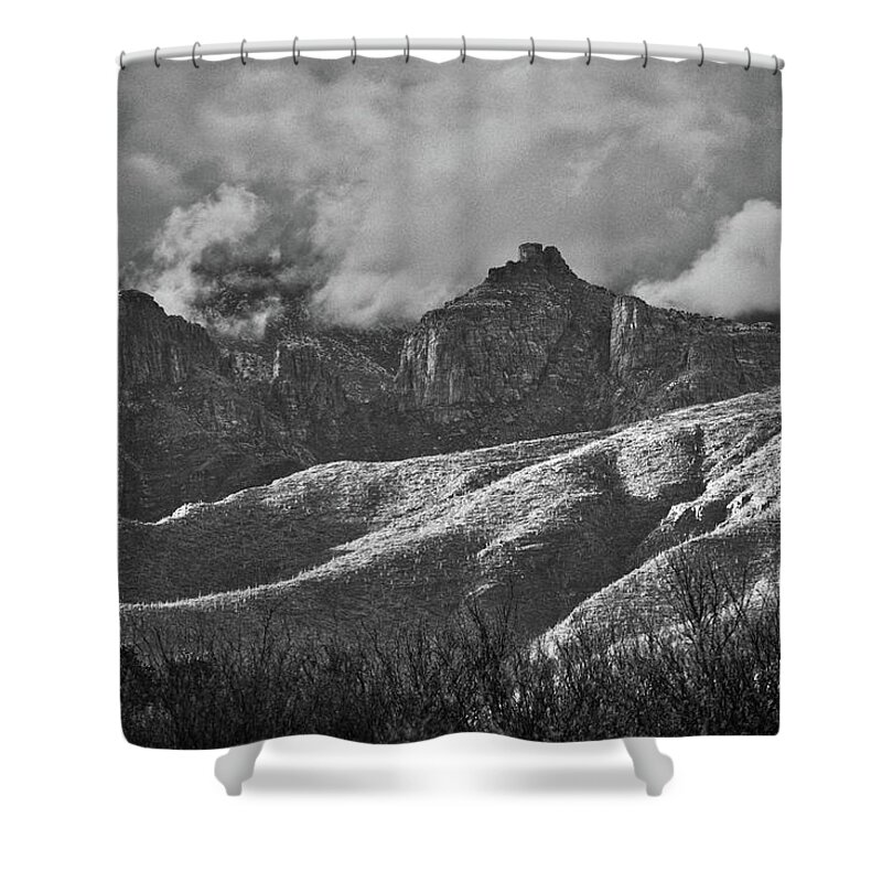 Thimble Peak Shower Curtain featuring the photograph Thimble Peak Black and White by Chance Kafka
