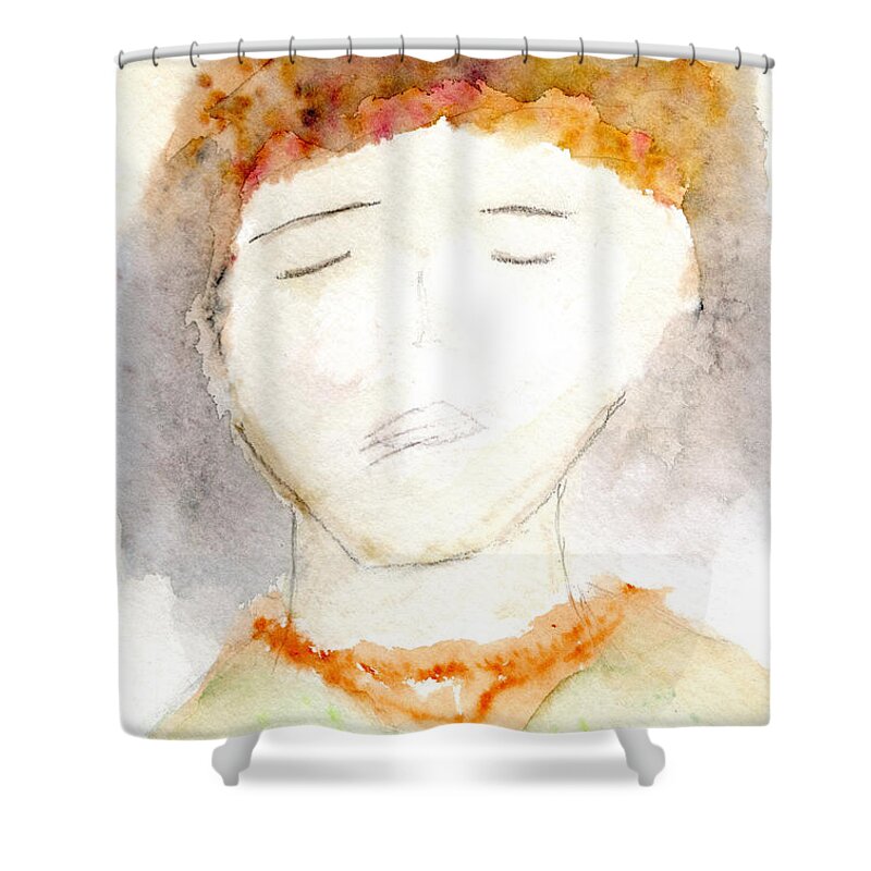 Watercolor Shower Curtain featuring the painting Thinking or Resting by Bentley Davis
