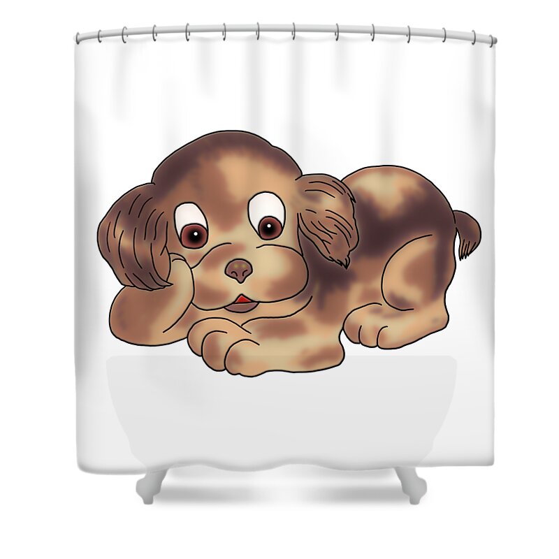 Dog Shower Curtain featuring the digital art Thinking Thinking by John Haldane