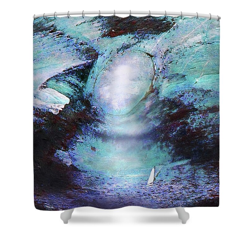 Abstract Shower Curtain featuring the painting This Way Out of the Storm 300 by Sharon Williams Eng