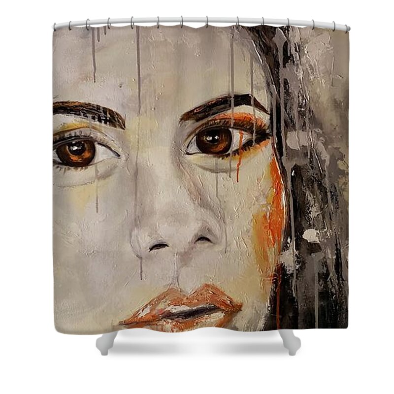 Face Shower Curtain featuring the painting Those eyes by Sunel De Lange