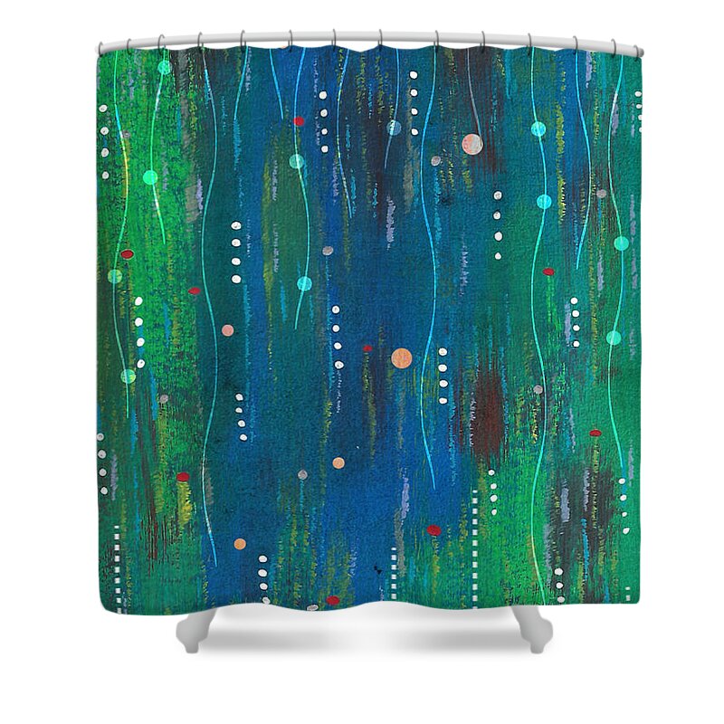 Threads Of Hope Shower Curtain featuring the mixed media Threads Of Hope by Diamante Lavendar