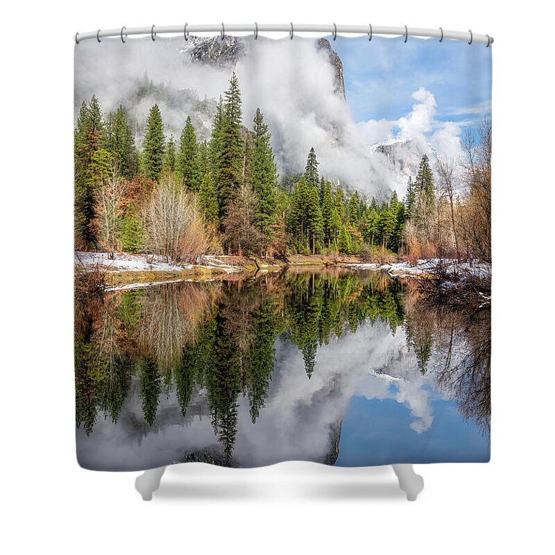 Yosemite Shower Curtain featuring the photograph Three Brothers by Alice Cahill