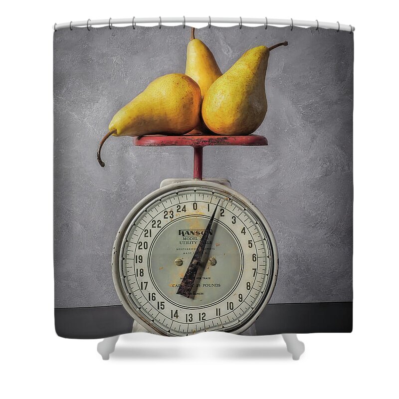 Pears Shower Curtain featuring the photograph Three Pears by Sylvia Goldkranz