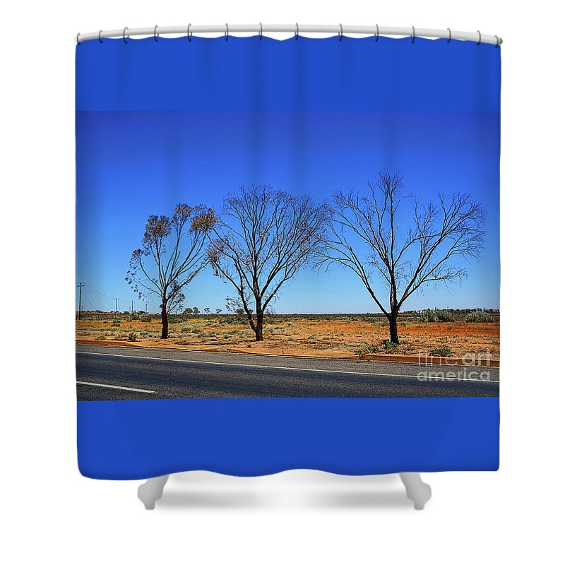 Three Trees Shower Curtain featuring the photograph Three Trees - Outback Australia by Kaye Menner by Kaye Menner