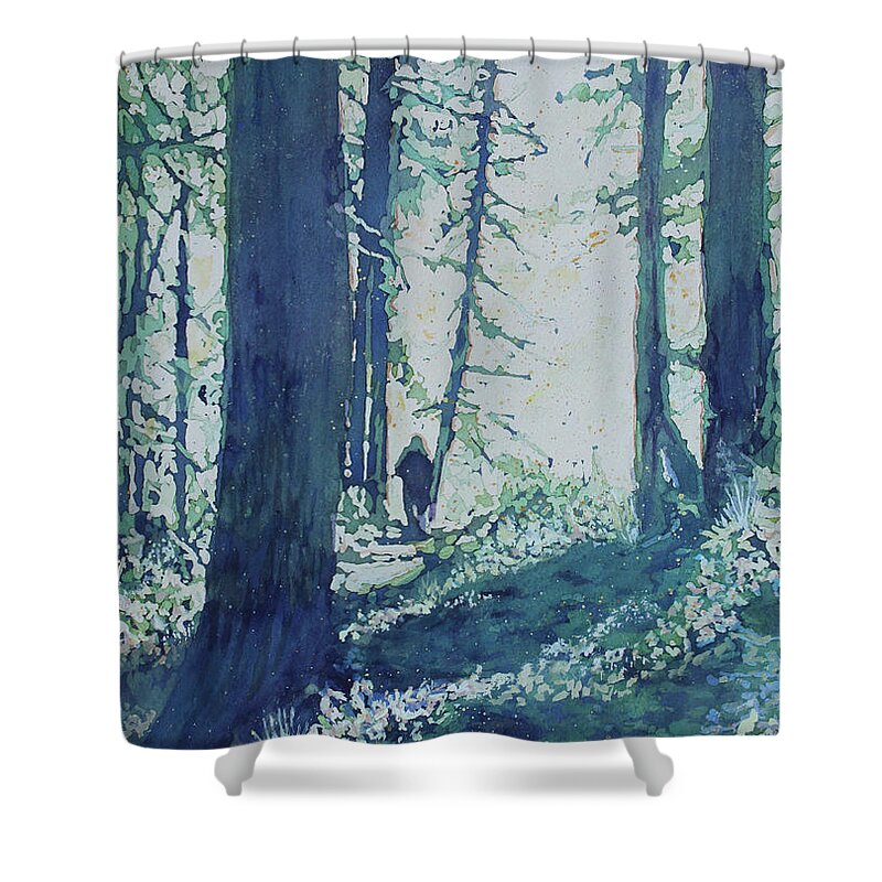 Joryville Park Shower Curtain featuring the painting Through the Gap in the Trees by Jenny Armitage