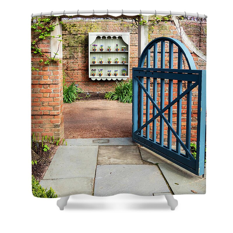 Flower Shower Curtain featuring the photograph Through the Gate by Patty Colabuono