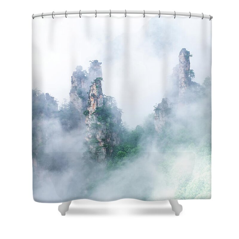 Changsa Shower Curtain featuring the photograph Tianzi Mountain Zhangjiajie by Arj Munoz