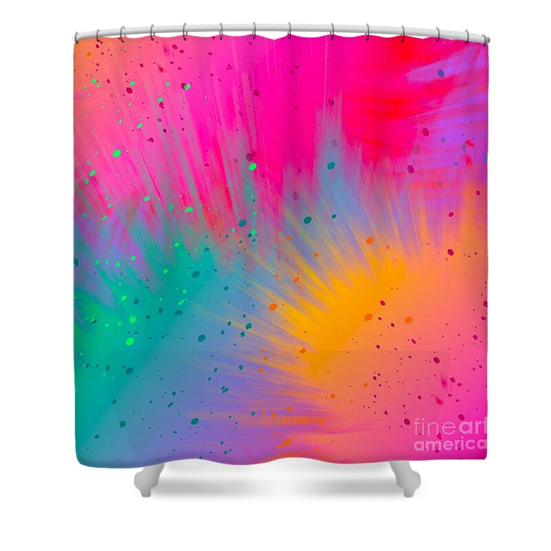 Colorful Shower Curtain featuring the digital art Tiara - Artistic Colorful Abstract Carnival Splatter Watercolor Digital Art by Sambel Pedes