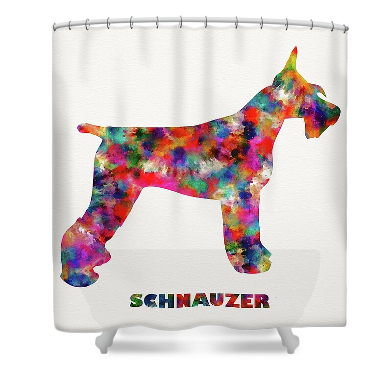 Schnauzer Shower Curtain featuring the digital art Tie Dye Schnauzer Dog Art by Peggy Collins