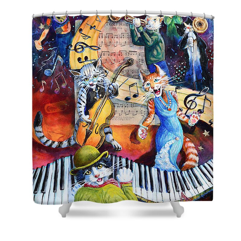 Jazz Shower Curtain featuring the painting Tiger Rag by Cynthia Westbrook