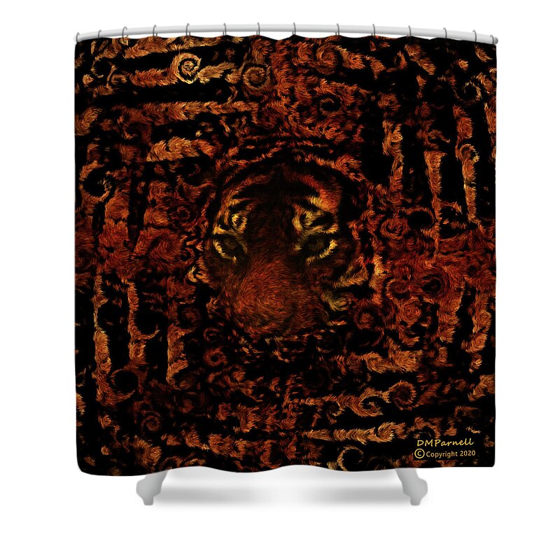 Abstract Shower Curtain featuring the digital art Tiger Stripe Fractals by Diane Parnell