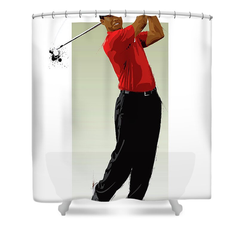 Tiger Woods Shower Curtain featuring the digital art Tiger Woods by Scott Weigner