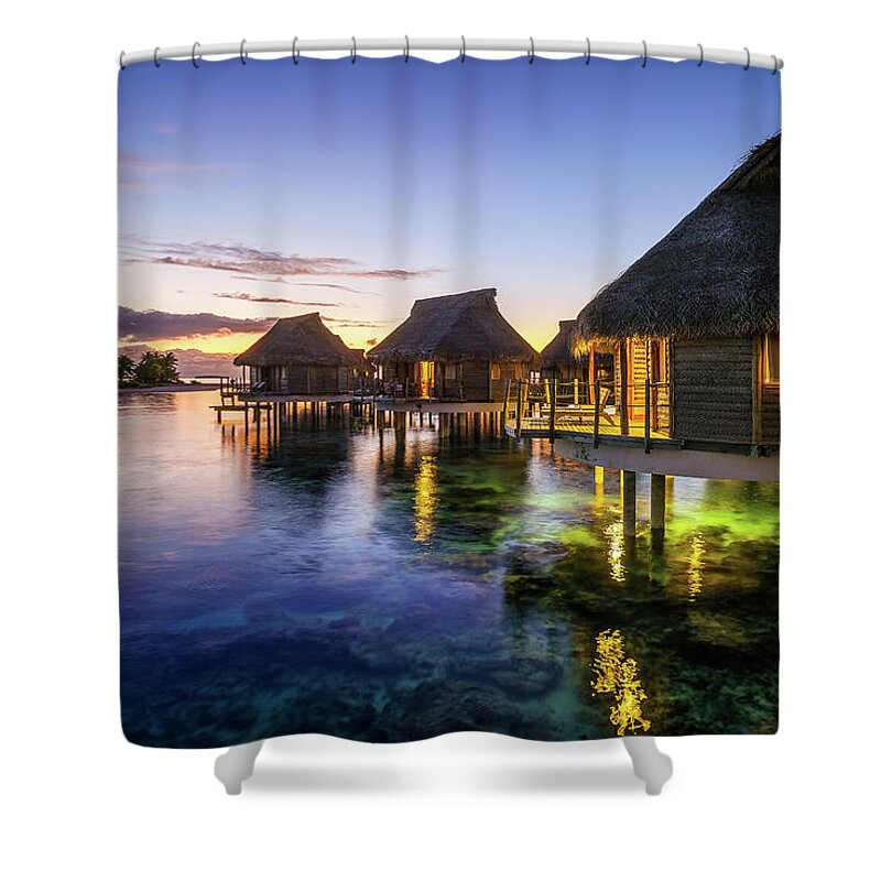 Tikehau Shower Curtain featuring the photograph Tikehau Pearl Beach at sunset by Olivier Parent