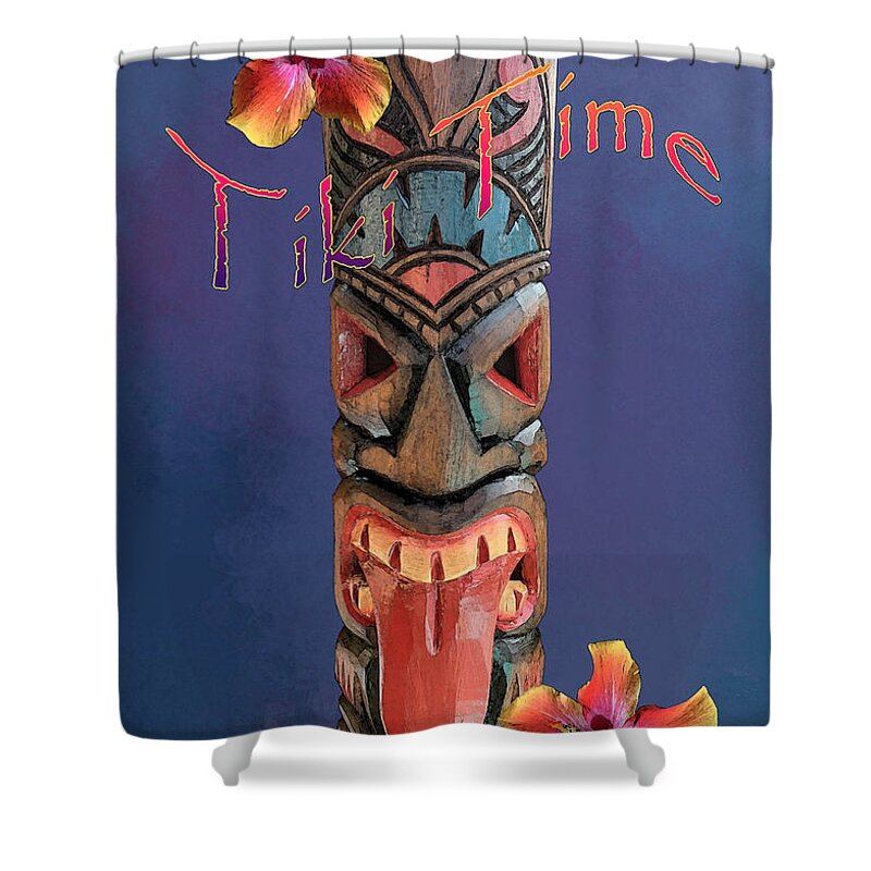 Tiki Shower Curtain featuring the photograph Tiki Time - Purple by Anthony Jones