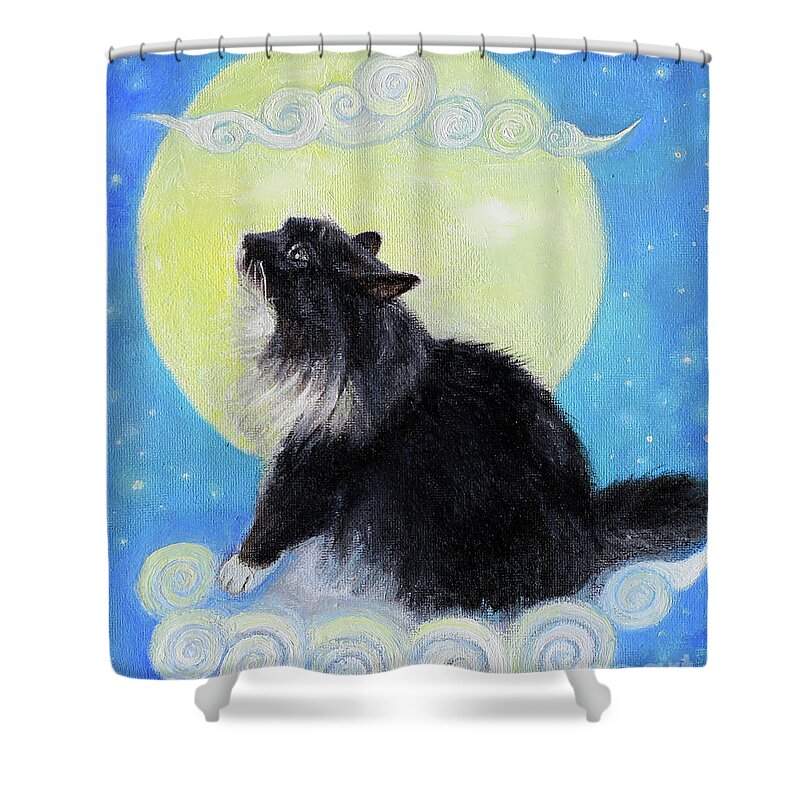 Moon Shower Curtain featuring the painting Tillie by Moonlight by Manami Lingerfelt