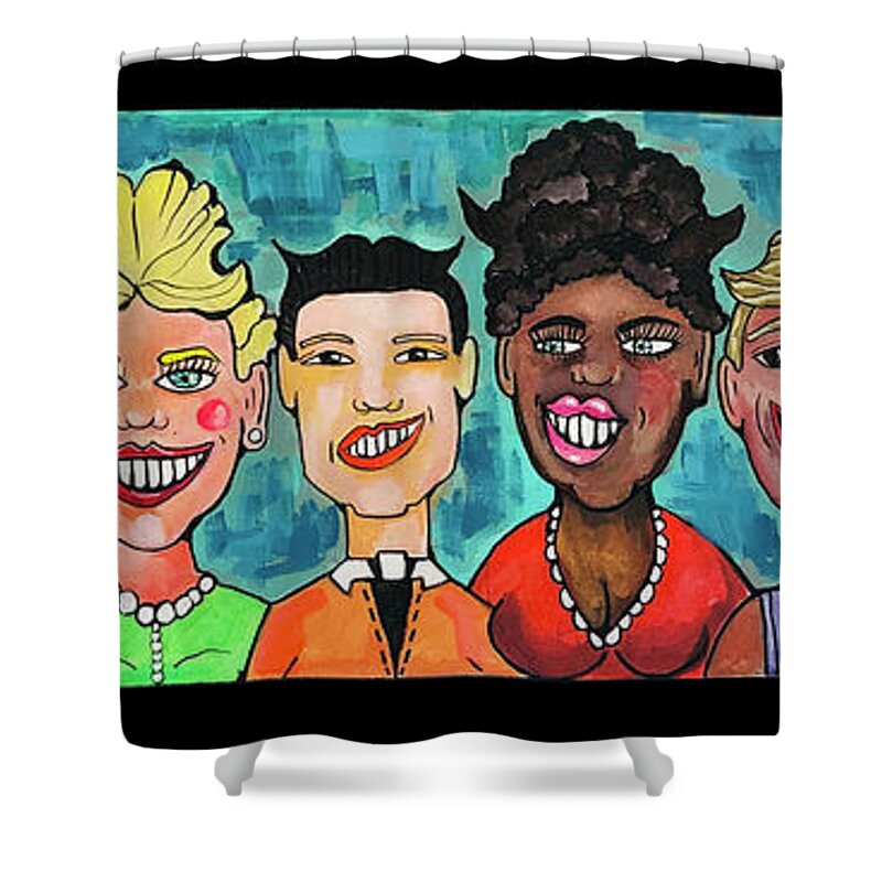 Asbury Park Shower Curtain featuring the painting Tillie Dont Care by Patricia Arroyo