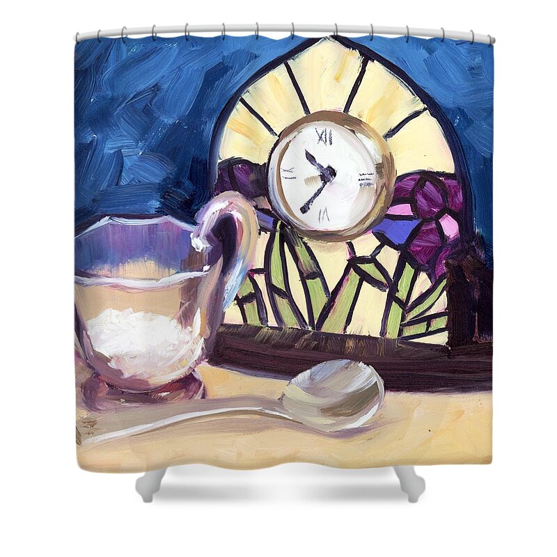 Spoon Shower Curtain featuring the painting Time for Sugar by Alice Leggett
