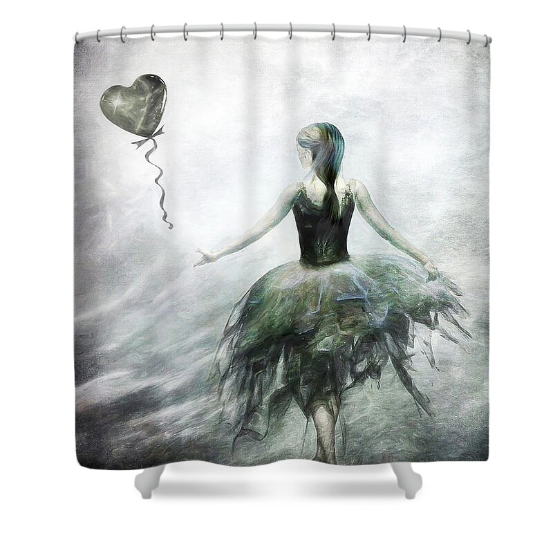 Ballet Shower Curtain featuring the digital art Time to let Go by Jacky Gerritsen