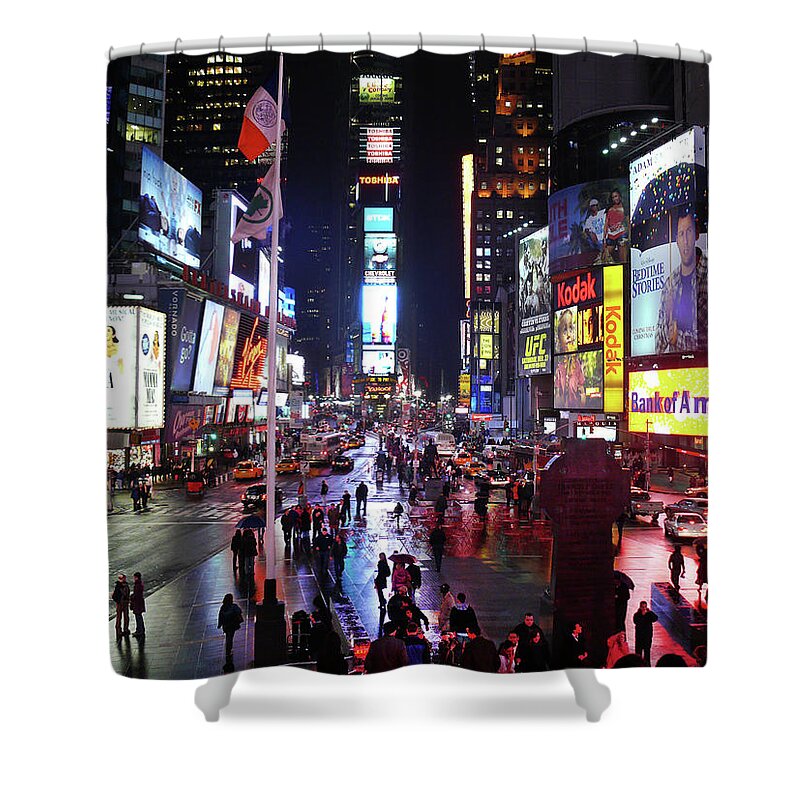 Times Square Shower Curtain featuring the photograph Times Square by Mike McGlothlen