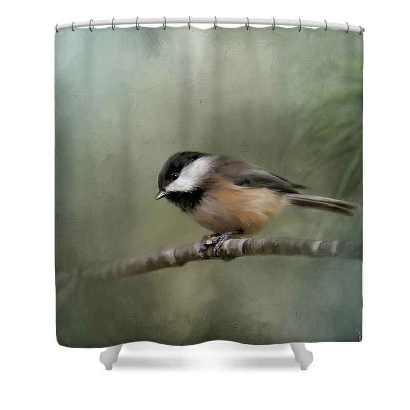 Backyard Birds Shower Curtain featuring the painting Tiny One by Jai Johnson