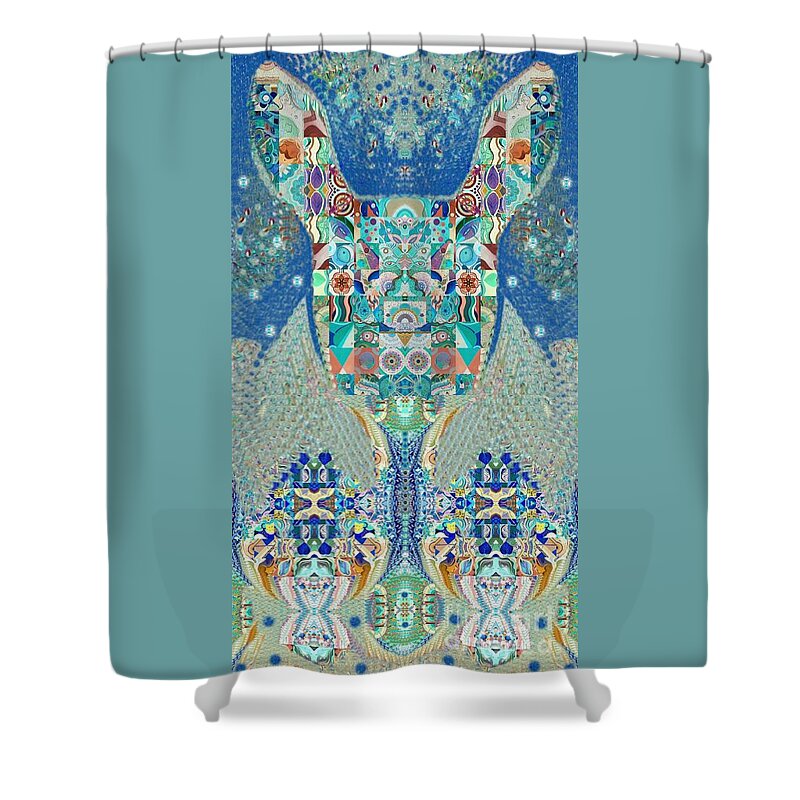 Tjod Wild Hare 2 Full Portrait By Helena Tiainen Shower Curtain featuring the painting TJOD Wild Hare 2 Full Portrait by Helena Tiainen