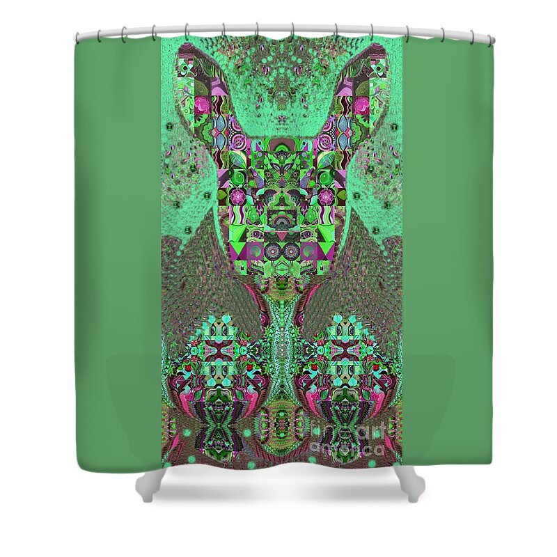 Tjod Wild Hare 3 Full Portrait By Helena Tiainen Shower Curtain featuring the painting TJOD Wild Hare 3 Full Portrait by Helena Tiainen