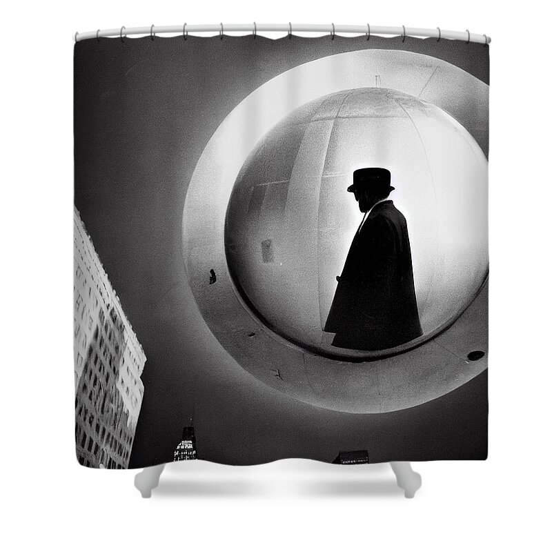 Ufo Shower Curtain featuring the digital art To Serve Man by Nickleen Mosher