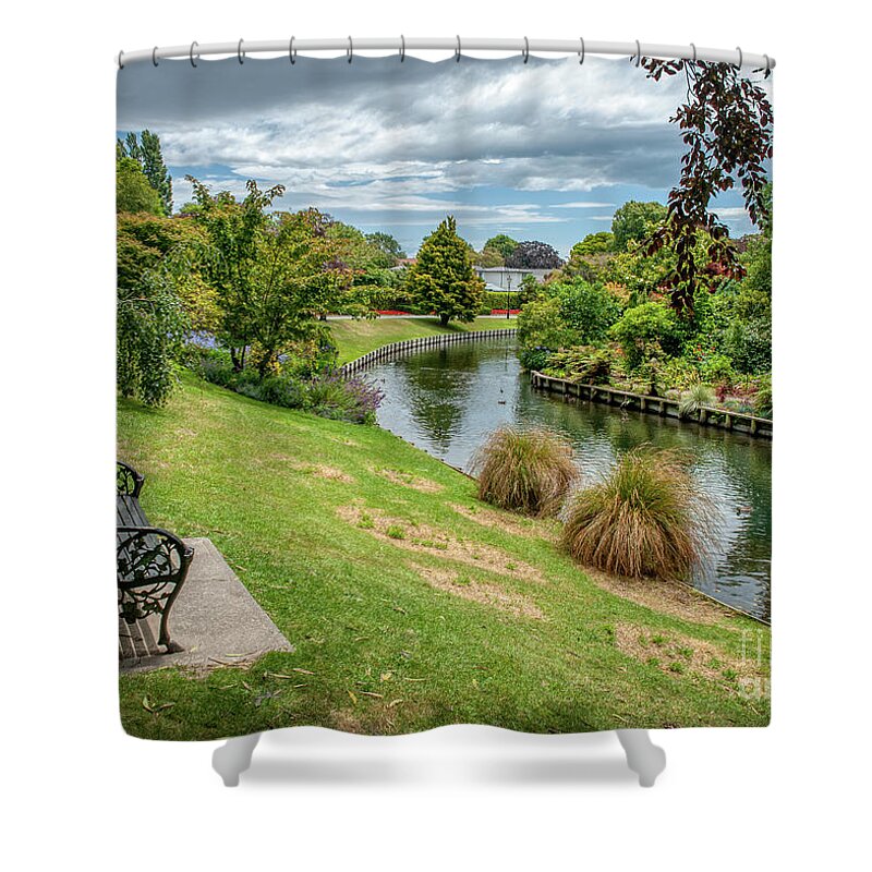 Christchurch Shower Curtain featuring the photograph To sit and reflect by Fran Woods