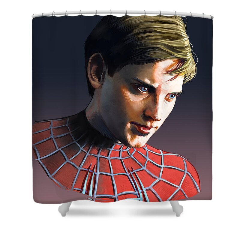 Tobey Maguire Shower Curtain featuring the painting Tobey Maguire by Darko Babovic