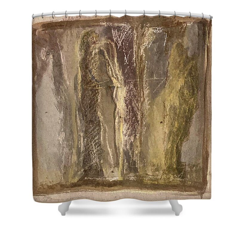 Couple Shower Curtain featuring the painting Together and alone by David Euler
