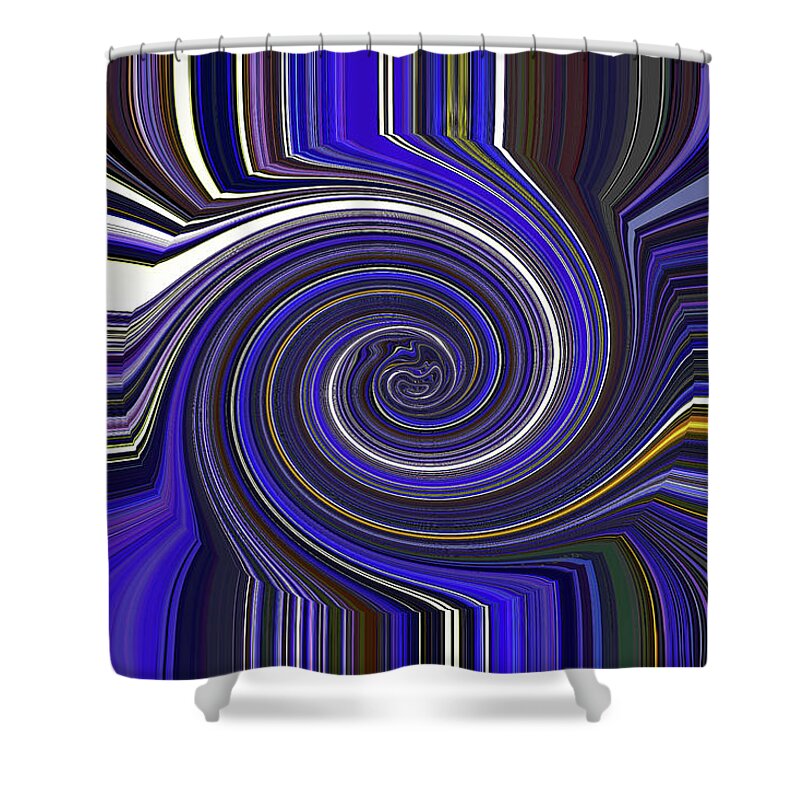 Tom Stanley Janca Blue White Abstract #1980ps1fgh Shower Curtain featuring the digital art Tom Stanley Janca Blue White Abstract #1980ps1fgh by Tom Janca