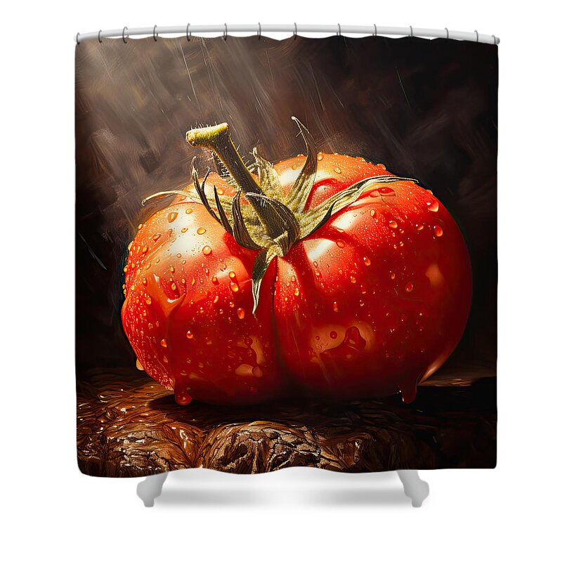 Tomatoes Shower Curtain featuring the digital art Tomatoes Art - Modern Kitchen Art by Lourry Legarde